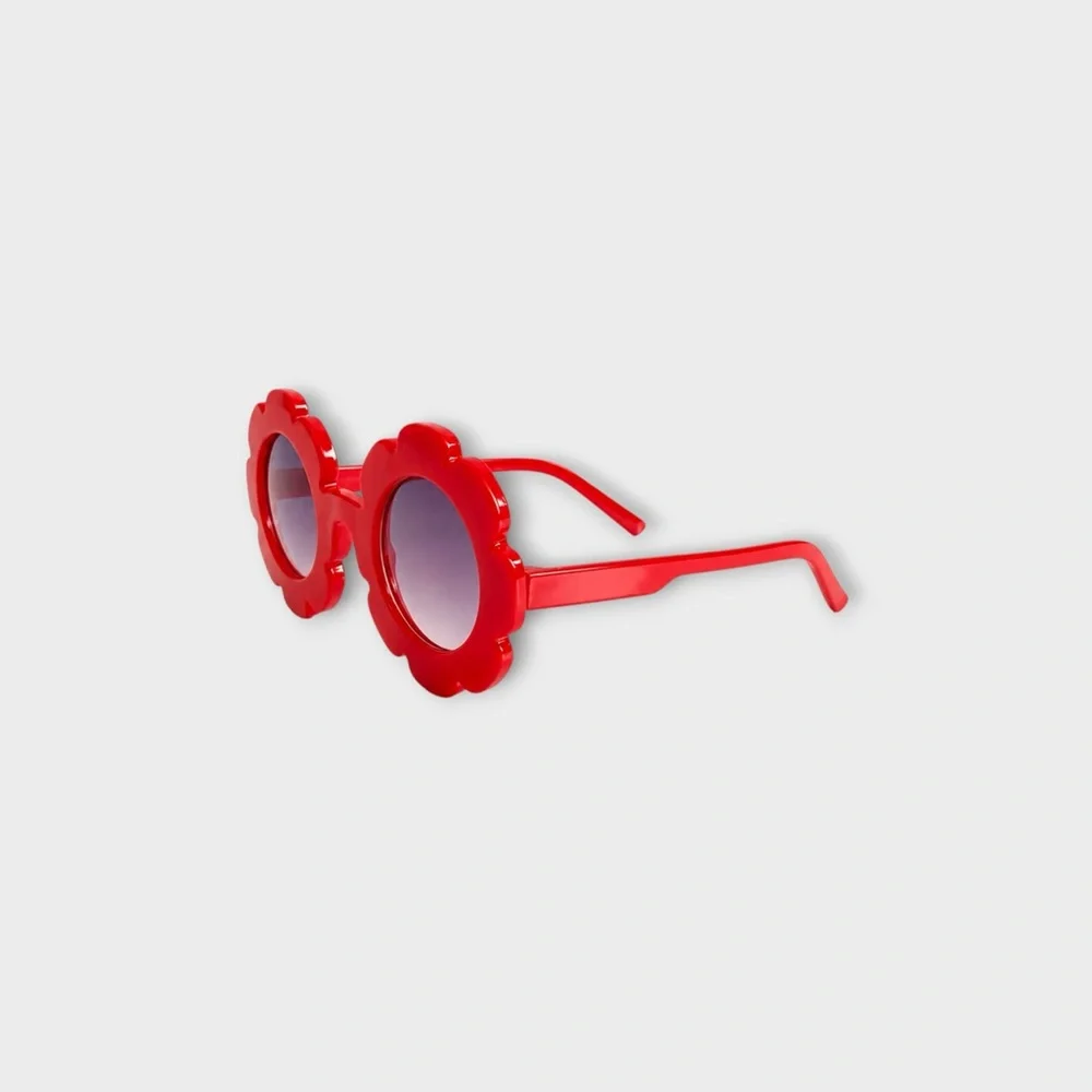Kids Red Flower-Shaped Sunglasses